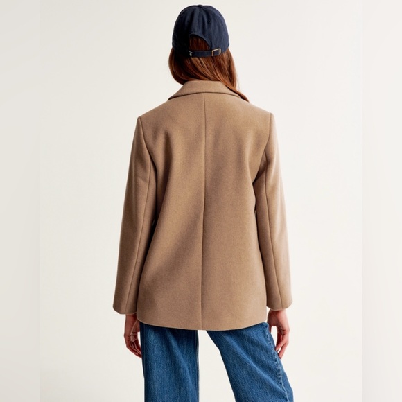 NWT abercrombie wool blend blazer coat in camel XXS P - Picture 13 of 14